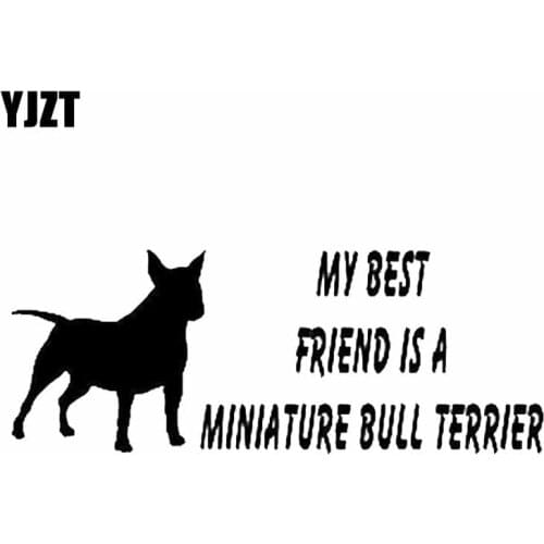 YJZT 20CM*7.7CM My Best Friend Is Aa Miniature Bull Terrier Dog Vinyl Car Decal Sticker Black/Silver C2-3193