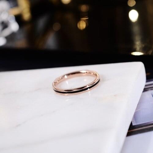 YUN RUO 2020 New Black Wave Rhombus Ring Rose Gold Color Fashion Titanium Steel Jewelry Wedding Birthday Gift Woman Never Fade