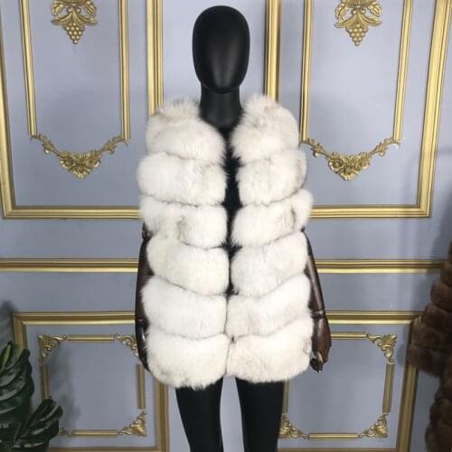 Fur Vest Coat Jacket Real Fox Fur Sleeveless Warm Fashion Winter Womens High-Quality Luxury Street-Wear