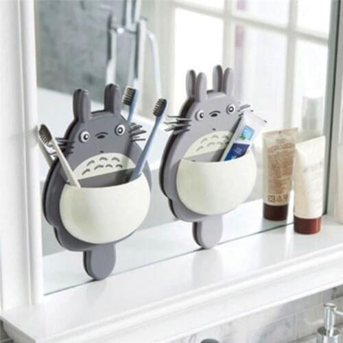1Pcs Toothbrush Wall Mount Holder Cute Totoro Sucker Suction Bathroom Organizer Family Tools Accessories Drop Shipping