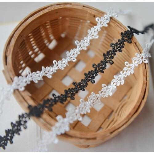 1Yards Embroidery Ribbon Lace Guipure 1.2cm Applique Lace Trim Sewing Cotton Lace Fabric For Wedding Dresses dentelle coton LE24