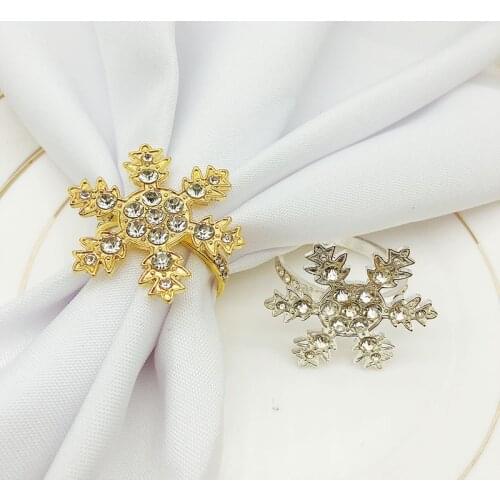 12pcs/lot Hotel Christmas golden silver snowflake napkin buckle napkin ring metal napkin ring