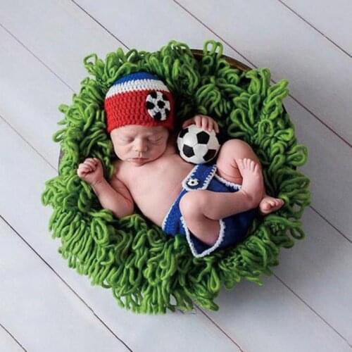 3Pcs Baby Shorts Hat Football Set Newborn Photography Props Infants Photo Shooting Clothing Accessories