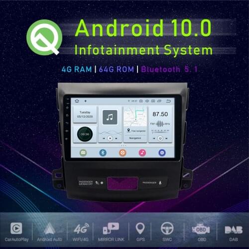 JSTMAX 9" Android 10.0 Car GPS Player For Mitsubishi Outlander 2007-2013 Multimedia Radio Player