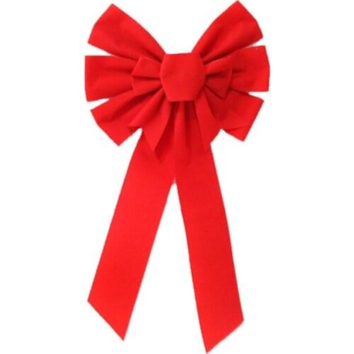 Red Bow Velvet Christmas Bows Hanging Holiday Xmas Bows for Christmas Wreaths De D0AD