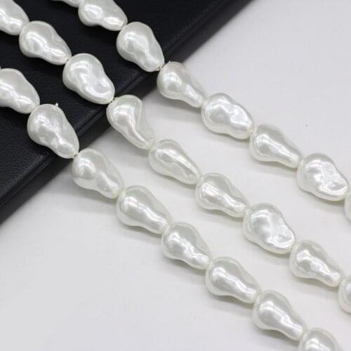 Natural Water Drop Shape White Baroque Shell Loose Beads for Necklace Bracelet Jewelry Making Women Gifts Size 15x25mm 15x22mm