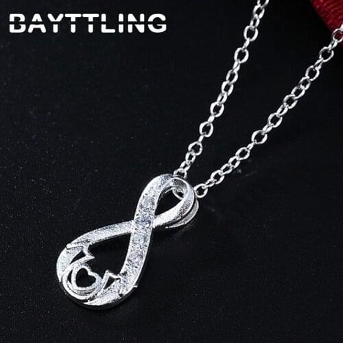 BAYTTLING 925 Sterling Silver 18 Inch AAA Zircon Water Drop Pendant Necklace For Woman Fashion Party Jewelry Birthday Gift