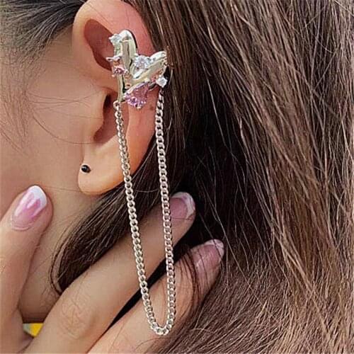 1pcs Big Love Heart Long Chain Tassel Hanging Earrings Imitation Pearls Without Pierced Ear Clip Women Party Jewelry Accessories