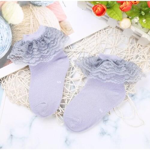 Feeshow Kids Girls Comfortable Socks Lace Ruffle Frilly Cotton Casual Ankle Socks for Spring Autumn Winter Baby Girls Socks