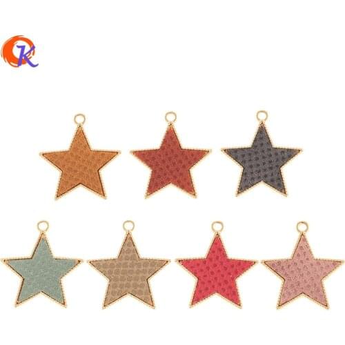 Cordial Design 100Pcs 25*27MM Jewelry Accessories/Charms/Hand Made/Leather Effect/Star Shape/DIY Making/Pendant/Earring Findings