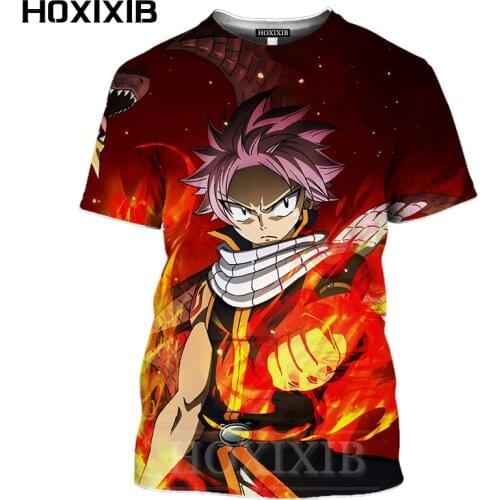 HOXIXIB Fairy Tail T Shirt Men Summer Sports 3D Print Anime Etherious Natsu Dragneel Women Tshirt Harajuku Beach Unisex Clothes
