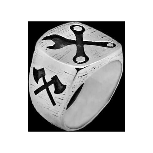 BIG BOY TOOLS For Man 316L Stainless Steel Punk Biker Gothic Style Wrench Jewellery Size 7-14