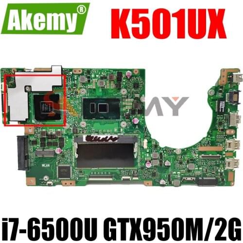K501UX 4GB RAM i7-6500U CPU GTX950M/2G VRAM Mainboard REV 2.0 For ASUS K501UX K501UW K501U K501UB laptop motherboard 100%Tested