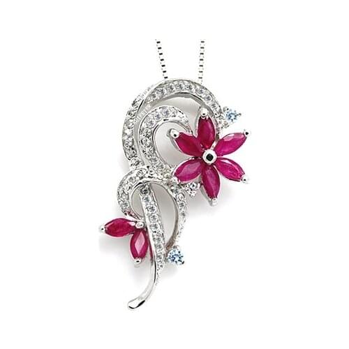 CoLife Jewelry 100% Natural Ruby Silver Pendant 2mm*4mm Real Ruby Pendant Solid 925 Silver Ruby Necklace Pendant