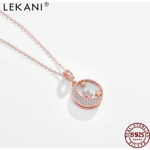 LEKANI 925 Sterling Silver Pendant Necklace For Women The Exquisite Stars And Moon Necklaces Party Fine Jewelry New Arrival