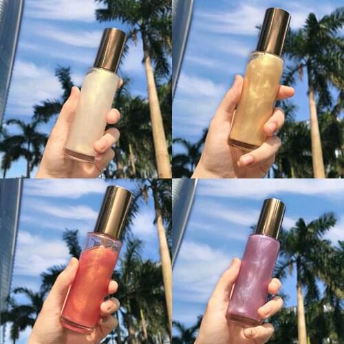 Makeup Highlighter Liquid Setting Spray Illuminating Shimmer Brighten Glow Spray 4 Color Body and Face Liquid Highlighter