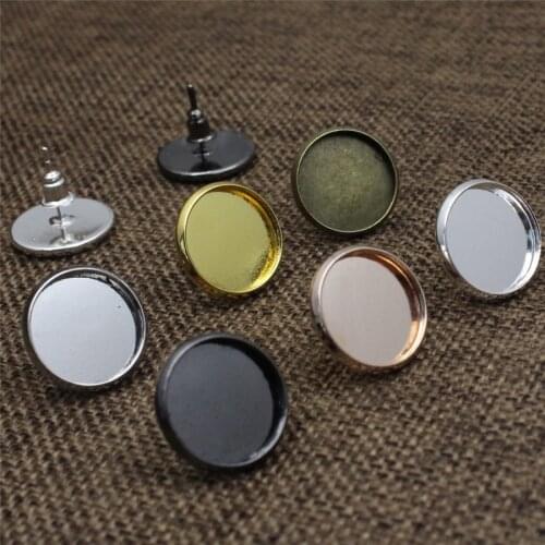 Copper 8mm 10mm 12mm 14mm 16mm 18mm Round Pattern Cabochons Earrings Blank Bezel Tray Ring Base For DIY Making Accessories