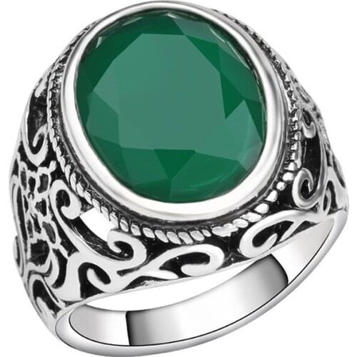 Megin D Hot Sale Vintage Personality Ellipse Resin Alloy Rings for Men Women Couple Family Friend Fashion Design Gift Jewelry