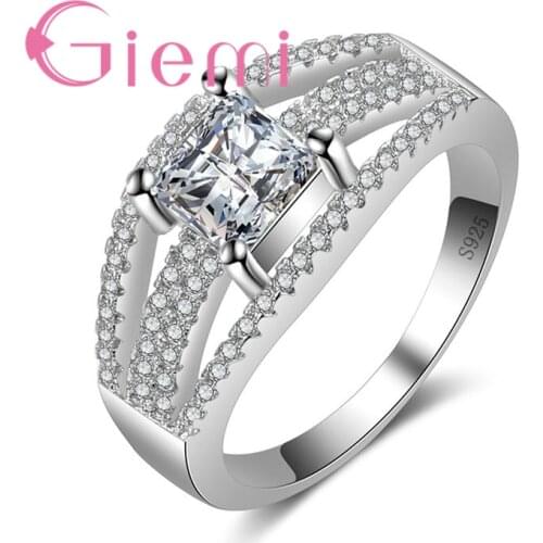 Trendy Luxury Women Party Ring 925 Sterling Silver Cubic Zircon Wedding Engagement Party Jewelry Nice Valentines Day Gift