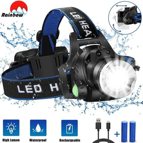 Poweful LED Headlamp L2 T6 Headlight Zoomable 3 Modes Camping Head Torch Fishing Head Light Uses 2x18650 Battery For Outdoor