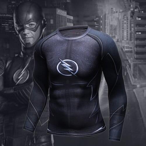 The Flash Printed Rashguard Men Jiu Jitsu T-shirts Short Sleeve Kickboxing Barry Allen T Shirt Bjj Tights MMA Boxing Fightwear