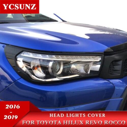 Headlights Front Cover Trim For Toyota Hilux Revo Rocco 2016 2017 2018 2019 Black Color