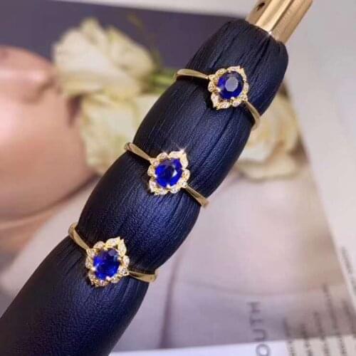 Natural real blue Flower sapphire ring 925 sterling silver Fine handworked jewelry Finger rings