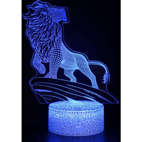 Lion 3D Night Light 7 Color Change USB Atmosphere Bluetooth Speaker Table Lamp for Kids Gift Home Decorations
