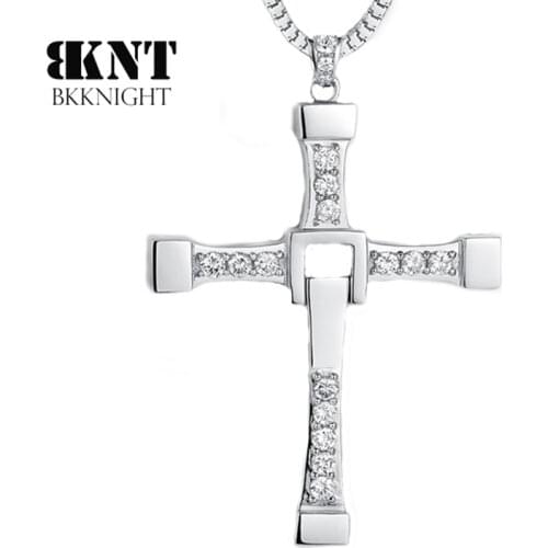 New Fast furious hip hop necklace pendant Dominic Toretto cross Top 316 stainless steel with crystal pendant for men gift