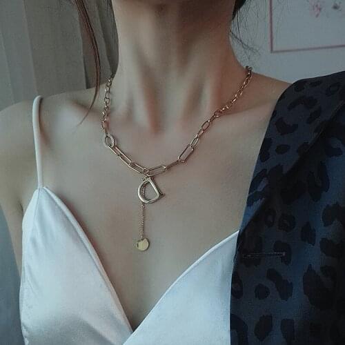 Fashion Letter D Necklace For Women 2021 Statement Jewelry Silver Color Pendant Necklace Jewelry Party Gift