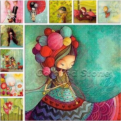 5D Full Square Diamond painting embroidery Cross stitch cartoon girl old lady beauty wedding DIY Round Drill Drawing mosaic L194