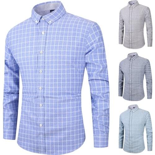 Big Plaid Dress Shirts Men Casual Button Down Mens Business Formal Chemise Homme Slim Fit Square Collar Camisa Masculina M-XXXL