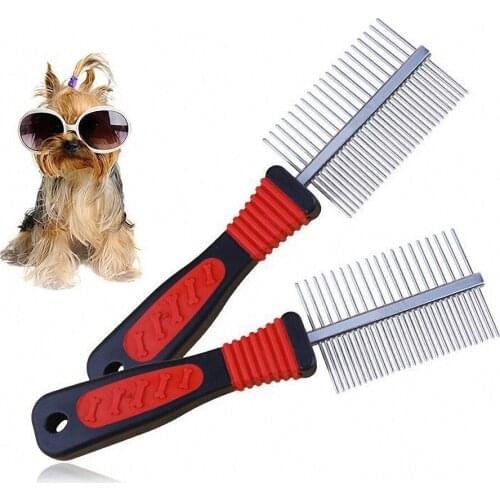 Pet Comb Dog Cat Pet Metal Handle Double Sided ToothBrush Pet Brush Cat Brush Dog Grooming Comb Rake Pet Health Care Accessories