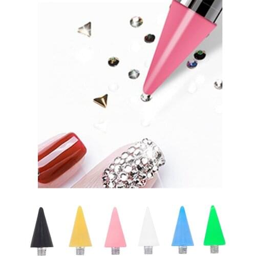 Replaceable Nail Dotting Wax Pencil Head Beads Rhinestones Gems Picker Self-Adhesive Nail Tips Picking Tool For Dotting Pen