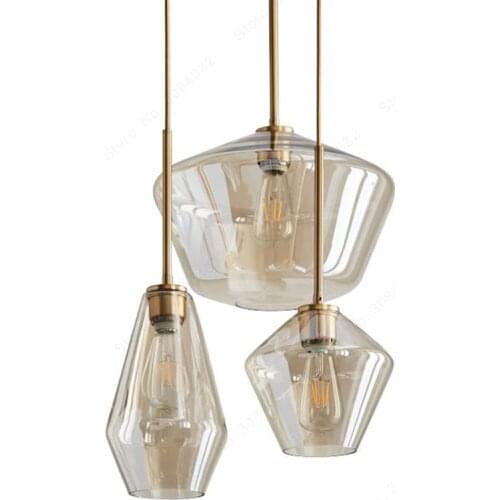 BDBQBL 3Pcs/set Glass Pendant Lamp 110V/220V-240V LED Smoking Pendant Lights Modern Parlor Restaurant Transparent Hanglamp