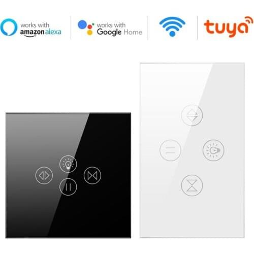 Tuya WiFi 2 In 1 Curtain Light Switch Electric Motor Roller Blinds Shutter Smart Life APP Voice Control For Google Home Alexa
