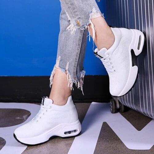 Woven Woman Platform High Wedge Sneaker chunky Womens Casual Shoes Soft White Sneakers Wedge Tenis Feminino Casual Kedsfs