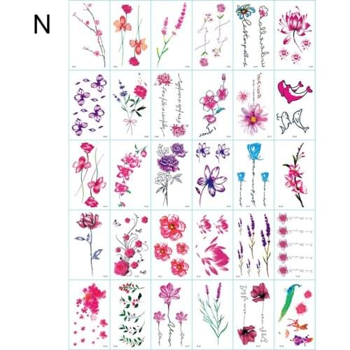 30pcs Waterproof Temporary Tattoos on the Body Art Temporal Tattoos Flower Decoration Fake Tattoo Sticker Lips