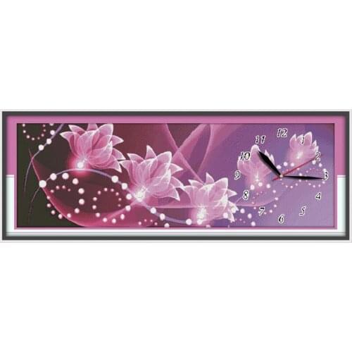 Time passes like flowing water cross stitch kit 14ct 11ct print canvas wall clock stitching embroidery DIY handmade needlework