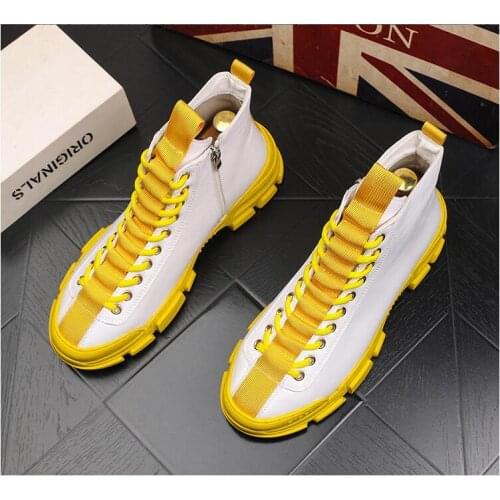 High-top mens shoes autumn and winter new male Martin boots Korean mens denim short boots youth wild casual leather boots