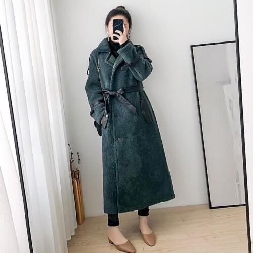 High Quality Womens Fur Coat Natural Sheep Shearling Korean Jackets for Women Warm Winter Clothes 2021 Mujeres Abrigos Pph2379