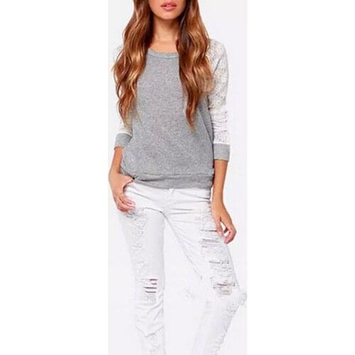 Floral Lace Crochet Tops Women O-Neck Backless Casual Long Sleeve Shirt Top Hollow Loose Women Spring Summer T-shirts Harajuku