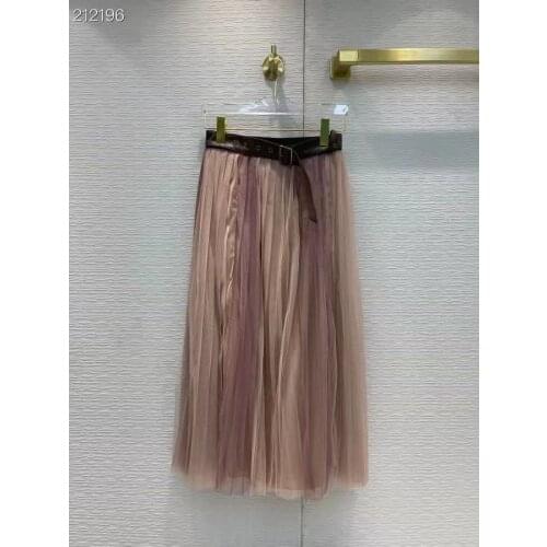 2021 New Summer Collection Midi Mesh Skirts Women Hot Sale Color Patchwork Runway Design Sweet Popular Skirt