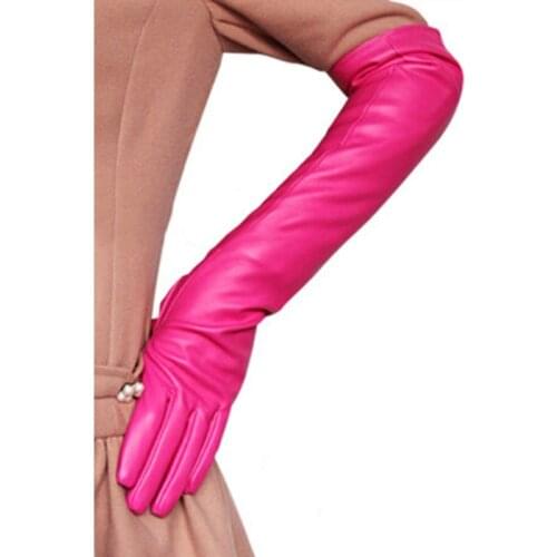 Ladies Women Opera Party Over Elbow Glove PU Leather Long Glove