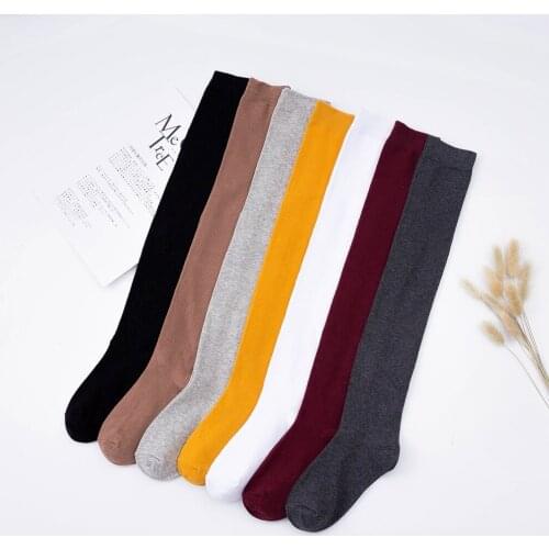 Over The Knee Womens Cotton Long Tube Autumn And Winter New Style Factory Wholesale Zhuji Socks Pile Socks Pure Color Simple 20