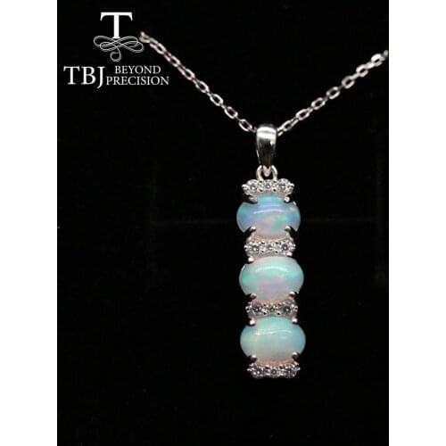 Elegant Top quality Opal pendant neckalce natural Ethiopia colorful opal oval cut 5*7mm 925 sterling silver fine jewelry women