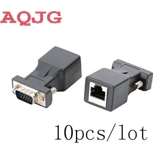 15pin VGA Female to RJ-45 Female Connector Card VGA RGB HDB Extender to LAN CAT5 CAT6 RJ45 Network Ethernet Cable Adapter