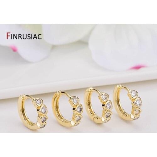2021 New Design Plated Gold Heart Zircon Round Hoop Earrings For Women Jewellery Wholesale