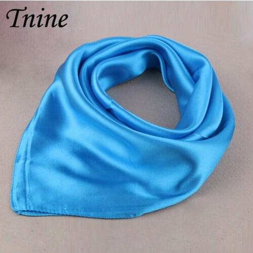 23'' New Brand Silk Square Scarf Neckerchief Pure Color Work Wear Neck Scarf Womens Hair Scarves Bandanas Headwear 60*60cm Gift