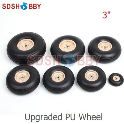 3.25in/83mm 3in/77mm 3.75in/96mm 3.5in/89mm PU Wheels RC Airplane Wheels Upgraded PU Wheels with Golden Aluminum Hub